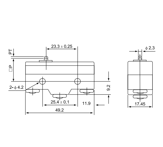 CM 1300 / Micro switch fim de curso acionamento tipo pino metal 15A/250V - Imagem 3