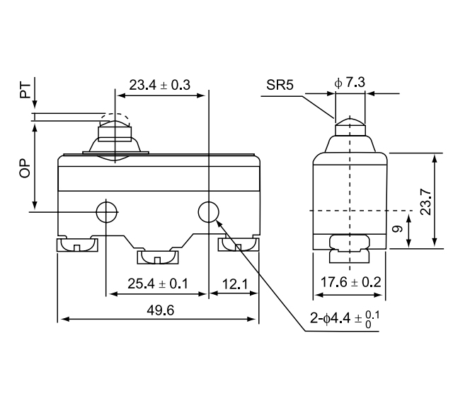 CM 1306 / Micro switch fim de curso acionamento tipo pino metal 15A/250V - Imagem 3