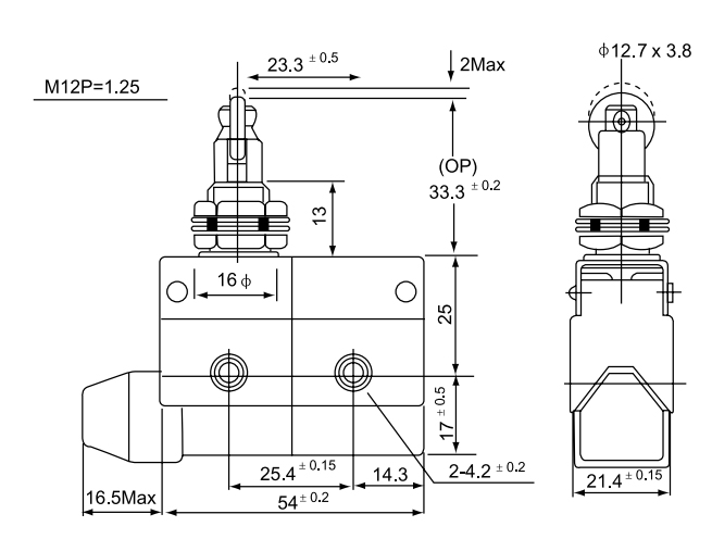 CZ 7312 / Micro switch fim de curso acionamento tipo roldana 1NA/1NF 10A/250V IP40 - Imagem 3