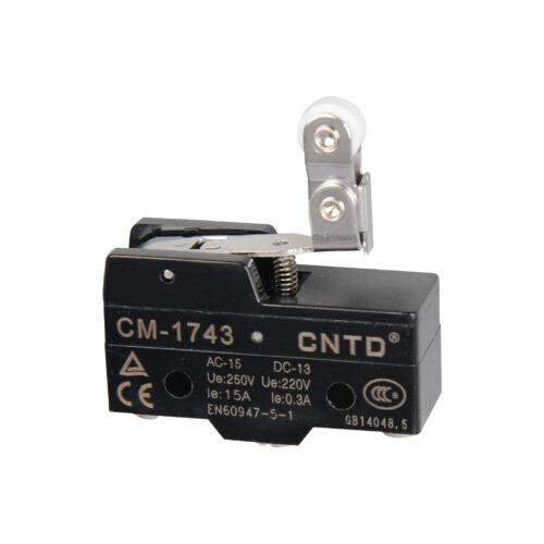 CM 1743 / Micro switch fim de curso acionamento tipo pino haste com roldana dobravel 15A/250V