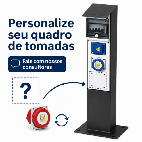 Alternative view of Torre de Tomadas Fixa para Área Externa | 1x 3P+T 32A + 1x 2P+T 16A + 1x NBR 20A | IP66 | Fixação em Chão | Fiação Subterrânea