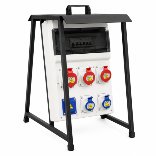 Quadro Robô de Tomadas com Cavalete e Pingadeira 6 Saídas | 3P+N+T 32A + 3P+T 32A + 3P+N+T 16A + 2x 2P+T 16A + NBR 20A | IP66